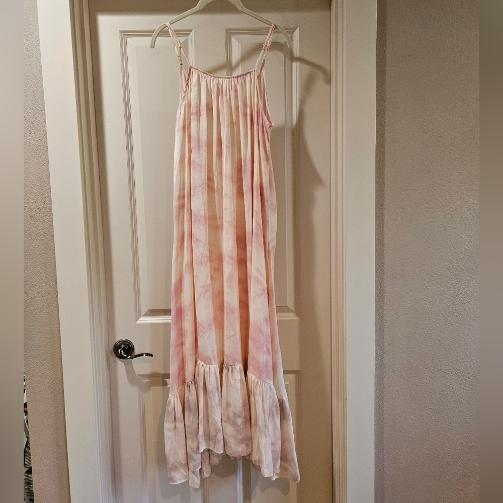 Free People Full On Maxi Slip Dress Flowy Relaxed Tiered Ruffle Hem Pink Sm NWT - Picture 15 of 16